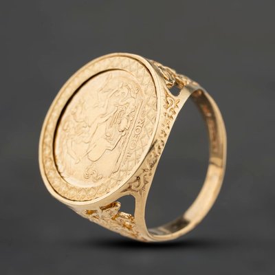 Second Hand 9ct Yellow Gold St George Coin Ring 41342557
