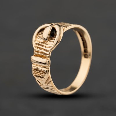 Second Hand 9ct Yellow Gold Bark Design Buckle Ring 41342568