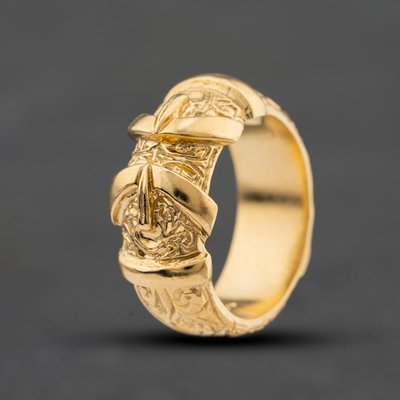 Second Hand 9ct Yellow Gold Patterned Buckle Ring 41342593