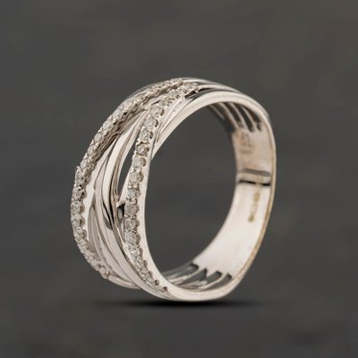 Second Hand 9ct White Gold 0.38ct Brilliant Cut Diamond Crossover Ring 41382904