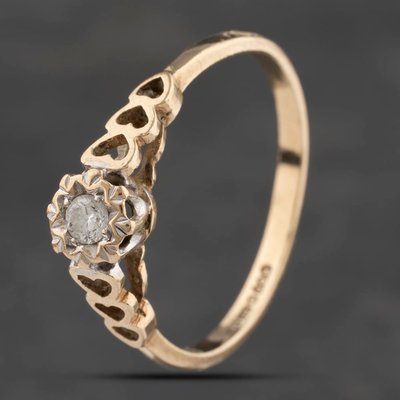 Second Hand 9ct Yellow Gold 0.05ct Diamond Solitaire Ring