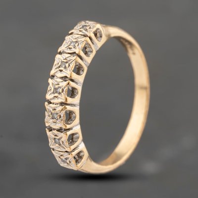 Second Hand Vintage 9ct Yellow Gold Diamond Half Eternity Ring