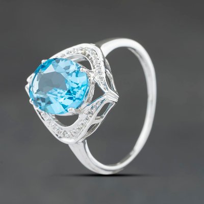 Second Hand 9ct White Gold Blue Topaz Dress Ring 41383634