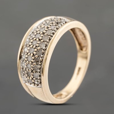 Second Hand 9ct Yellow Gold Diamond Pave Band Ring