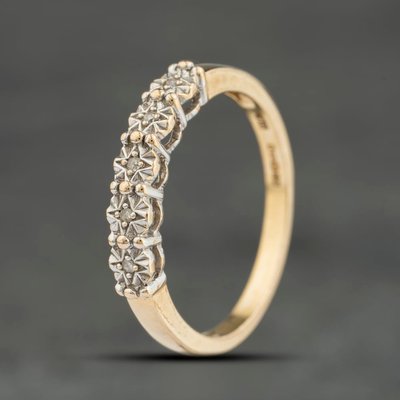Second Hand 9ct Yellow Gold Diamond Half Eternity Ring