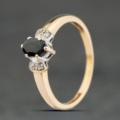 Second Hand 9ct Yellow Gold Sapphire Oval Cluster Ring