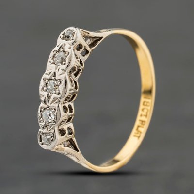 Second Hand Yellow Gold Diamond Star Set Five Stone Ring 41383956