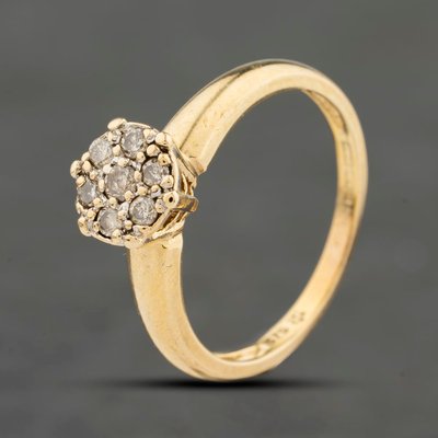 Second Hand 9ct Yellow Gold Diamond Cluster Ring