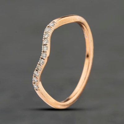 Second Hand 9ct Rose Gold 0.12ct Brilliant Cut Diamond Half Wishbone Ring