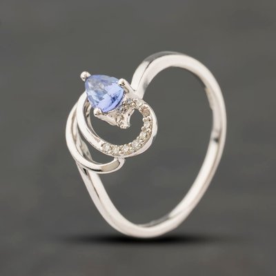 Second Hand 9ct White Gold 0.76ct Tanzanite & 0.05ct Diamond Pear Shaped Dress Ring 41384020