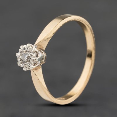 Second Hand 9ct Yellow Gold 0.05ct Diamond Solitaire Ring 41384063