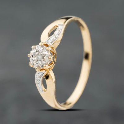 Second Hand 9ct Two Colour Gold 0.01ct Diamond Solitaire Ring 41384146