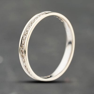 Second Hand 9ct White Gold 0.15ct Brilliant Cut Diamond Half Eternity Ring 41384165