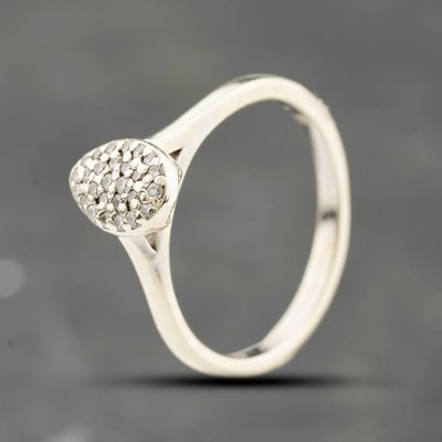 Second Hand 9ct White Gold 0.16ct Diamond Teardrop Cluster Ring 41384178