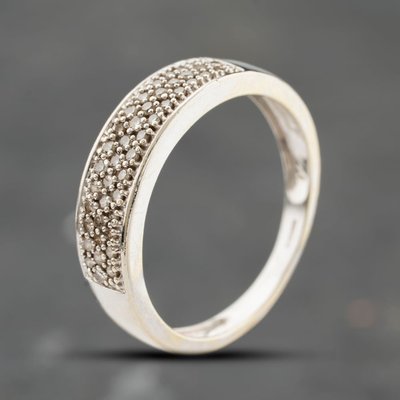 Second Hand 9ct White Gold 0.20ct Diamond Pave Style Band Ring 41384188