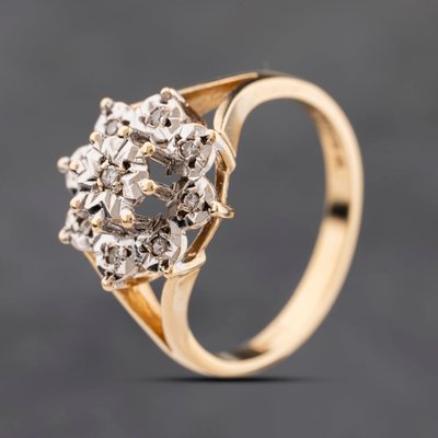 Second Hand 9ct Yellow Gold Diamond Large Star Cluster Ring 41384251