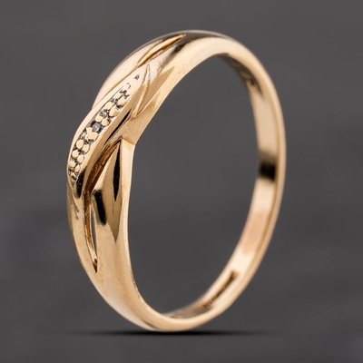 Second Hand 9ct Yellow Gold 0.05ct Diamond Crossover Dress Ring 41384307