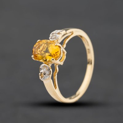 Second Hand 9ct Yellow Gold Citrine & Diamond Dress Ring 41384352