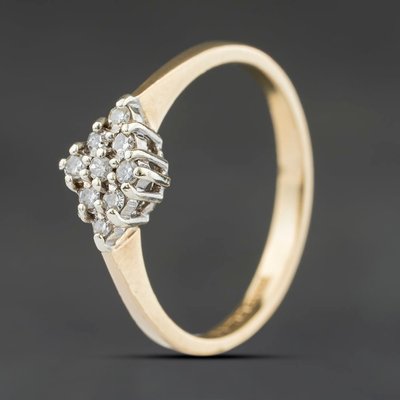 Second Hand 9ct Yellow Gold Diamond Shaped Cluster Ring 41384453