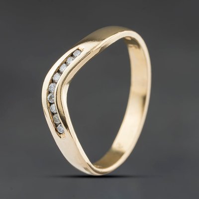 Second Hand 9ct Yellow Gold Diamond Channel Set Wishbone Ring 41384459