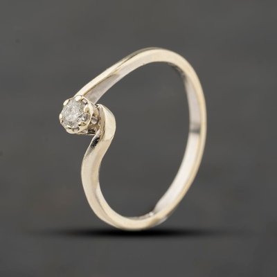 Second Hand 9ct White Gold 0.10ct Brilliant Cut Diamond Twist Solitaire Ring 41384470