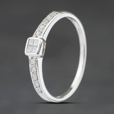 Second Hand 9ct White Gold 0.25ct Diamond Shoulder Set Dress Ring 41384535