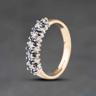 Second Hand 9ct Yellow Gold Sapphire & Diamond Dress Ring 41384558