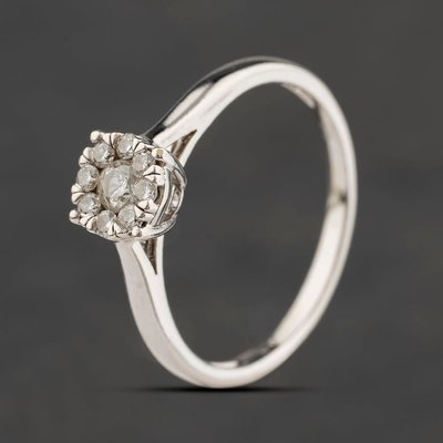 Second Hand 9ct White Gold 0.25ct Brilliant Cut Diamond Cluster Ring 41384630