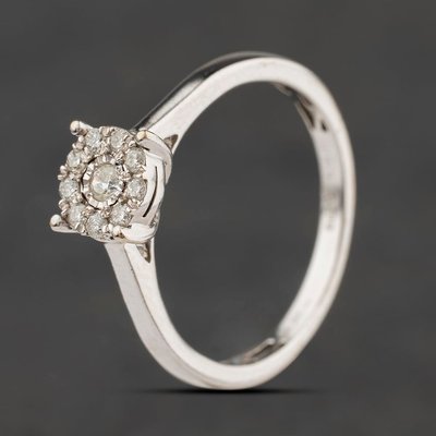 Second Hand 9ct White Gold 0.15ct Brilliant Cut Diamond Round Cluster Ring 41384646