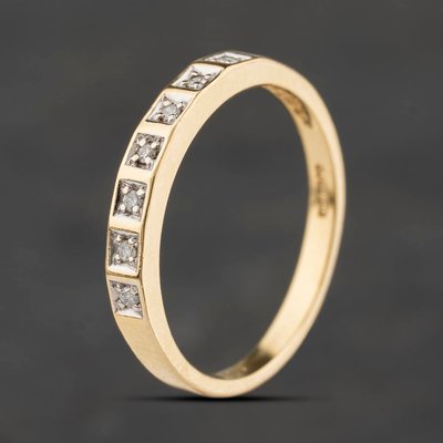 Second Hand 9ct Yellow Gold 0.07ct Brilliant Cut Diamond Half Eternity Ring 41384652