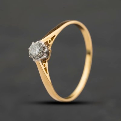 Second Hand Vintage Yellow Gold 0.25ct Brilliant Cut Diamond Solitaire Ring 41384701