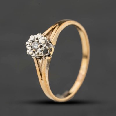 Second Hand 9ct Yellow Gold 0.03ct Diamond Solitaire Ring 41384717