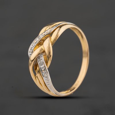 Second Hand Two Colour Gold Diamond Plaitted Dress Ring 41384727