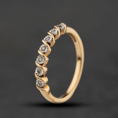 Second Hand 9ct Yellow Gold Diamond Half Eternity Ring 41384763