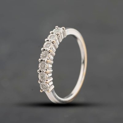 Second Hand 9ct White Gold 0.07ct Brilliant Cut Diamond Half Eternity Ring 41384851