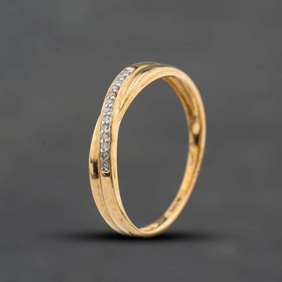 Second Hand 9ct Yellow Gold 0.04ct Brilliant Cut Diamond Crossover Ring 41384871