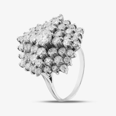 Second Hand 18ct White Gold 4.00ct Brilliant Cut Diamond Large Cluster Ring 41481370