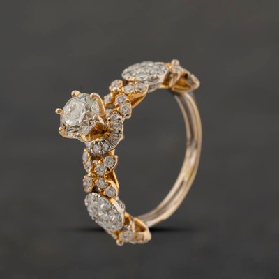 Second Hand 14ct Two Colour Gold Brilliant Cut Diamond Solitaire Ring 41481726