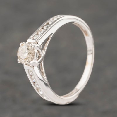 Second Hand 18ct White Gold 0.60ct Brilliant Cut Diamond Shoulder Set Solitaire Ring 41481875