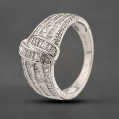 Second Hand 9ct Yellow Gold 1.00ct Diamond Crossover Four Row Ring 41481918