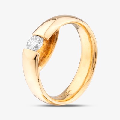 Second Hand 18ct Yellow Gold Certificated 0.30ct Brilliant Cut Diamond Georg Jensen Signet Ring 41481931