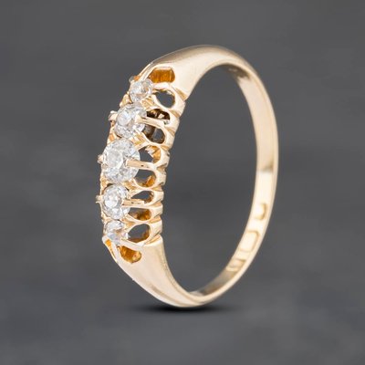 Second Hand Vintage 18ct Yellow Gold 0.42ct Diamond Five Stone Ring 41481956