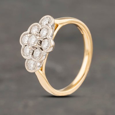 Second Hand 18ct Yellow Gold 0.64ct Brilliant Cut Diamond Cluster Ring 41481969