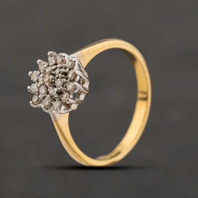 Second Hand 18ct Yellow Gold 0.25ct Diamond Round Cluster Ring 41482048