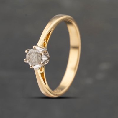 Second Hand 18ct Yellow Gold 0.25ct Diamond Six Claw Solitaire Ring 41482198