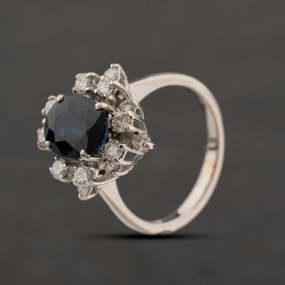 Second Hand 18ct White Gold Sapphire & Diamond Cluster Ring 41482212
