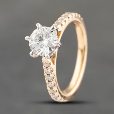 Second Hand 14ct Yellow Gold 0.87ct Brilliant Cut Diamond Shoulder Set Solitaire Ring 41482261