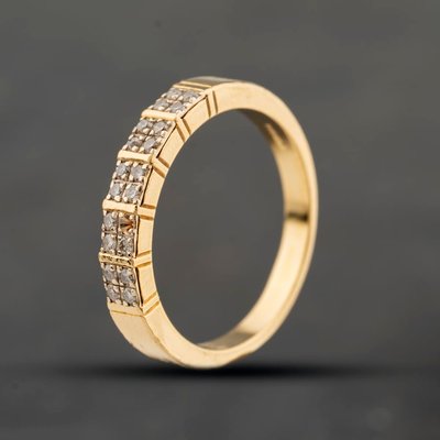 Second Hand 9ct Yellow Gold 0.27ct Brilliant Cut Diamond Twist Solitaire Ring 41482434