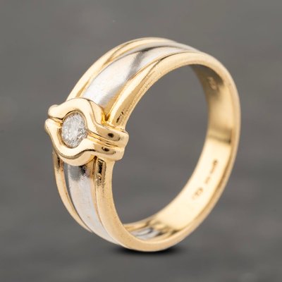 Second Hand 18ct Two Colour Gold 0.15ct Diamond Band Ring 41482441