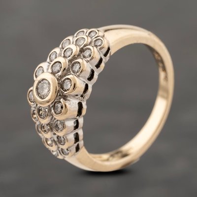 Second Hand 9ct Yellow Gold 0.50ct Diamond Rubover Set Three Row Ring 41482445